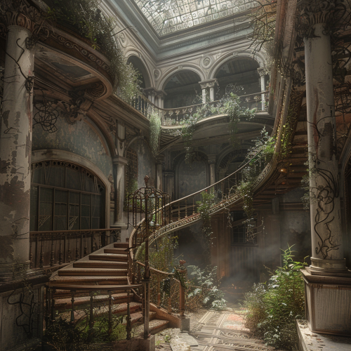 Mysterious manor atrium spooky image