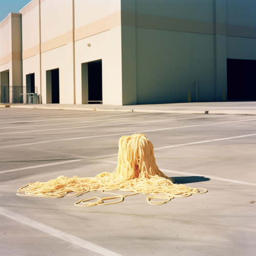 Noodles in colorful parking lot