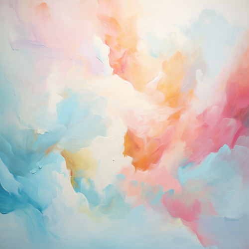 Abstract art painting with happy pastel colors