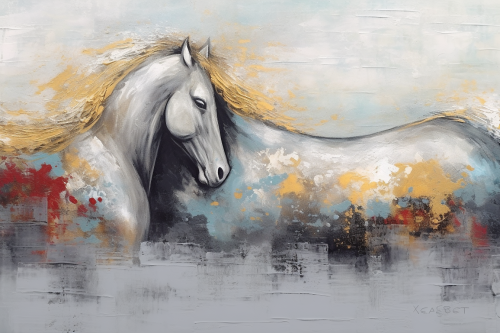 Abstract artwork with cold metallic atmosphere and serene landscape Abstract artwork with cold metallic atmosphere and serene landscape