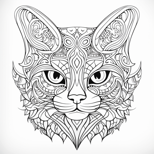 Colorful abstract cat mandala art