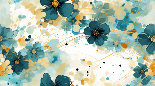 Colorful ink splatter flowers artwork