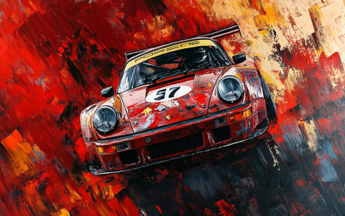 Abstract Painting Porsche Turbo Poster Art
