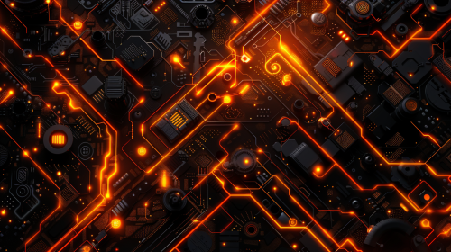 Abstract tech hardware orange lights