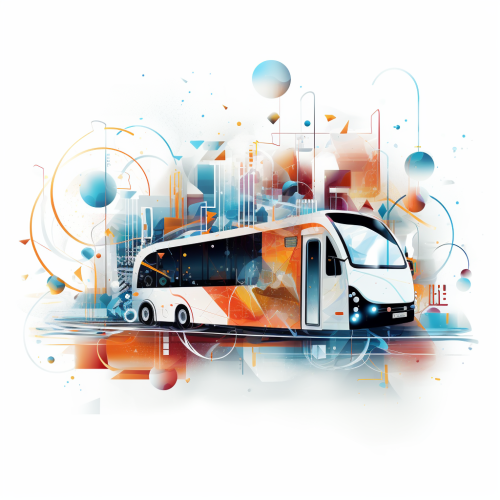 Abstract transportation to IT conference illustration