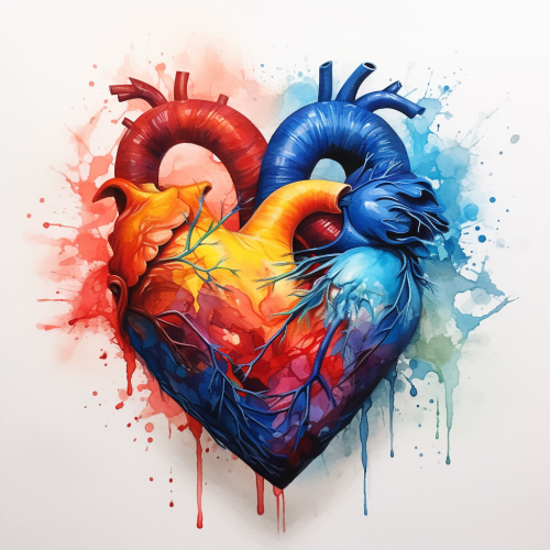 Abstract watercolor heart art painting