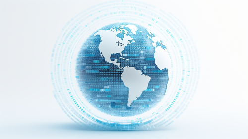 Abstract Earth Icon Blue White Pixels