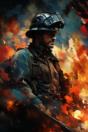 Firefighter bravely extinguishing a blazing fire ?