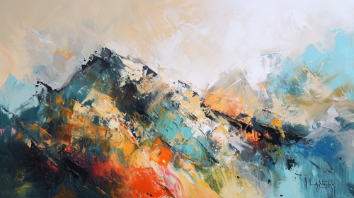 Abstract Mountain Scene in Muted Colours