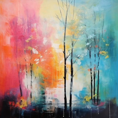 Colorful abstract painting of florest