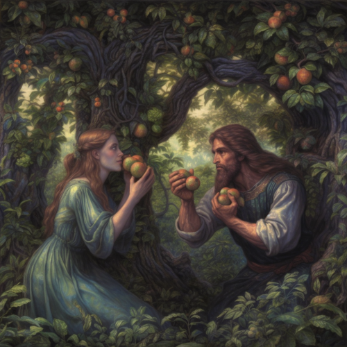 Hyperrealistic art of Adam and Eve