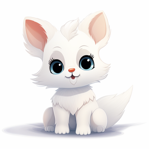 Adorable animal sitting on white background
