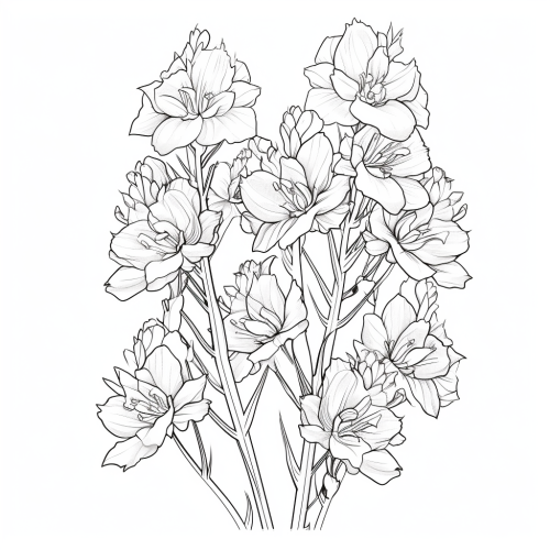 Delphinium Flowers Coloring Page