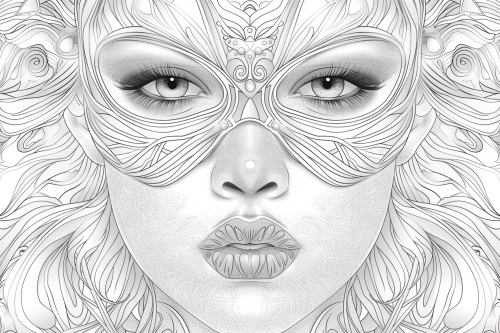 Adult Coloring Book Page Poly Shape Mask