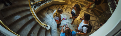 Group of adults looking at map