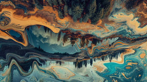 Aerial Landscape of Mt Hood and Mirror Lake