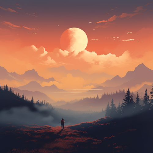Beautiful atmospheric landscape cover art illustration