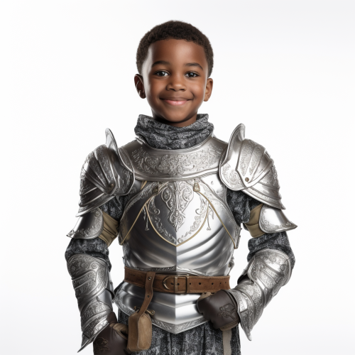 African American child in knight costume