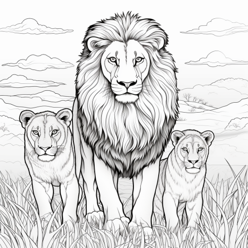 African Lions Coloring Page for Children African Lions Coloring Page for Children