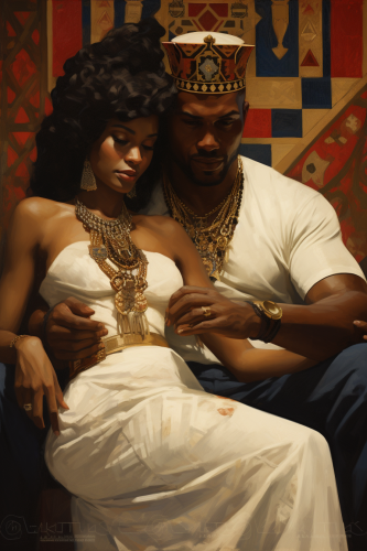 African male holding European woman playing cards together