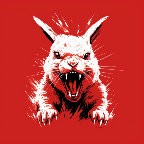 Aggressive Funny Bunny T-Shirt Painting