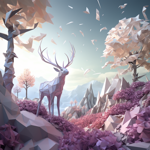 AI interacting with nature through origami animals