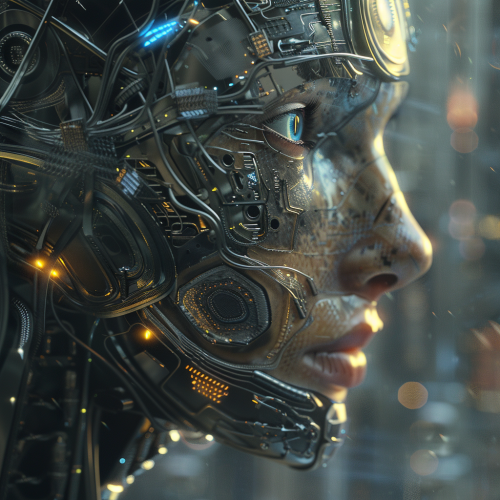 Person praising AI overlords