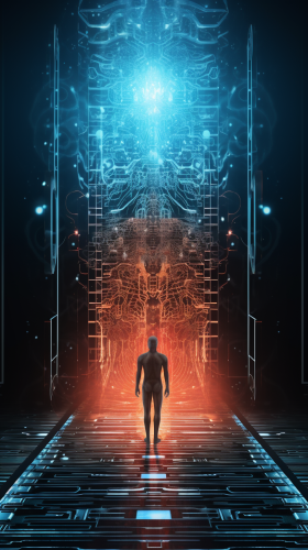 An AI-themed background with empty space for text