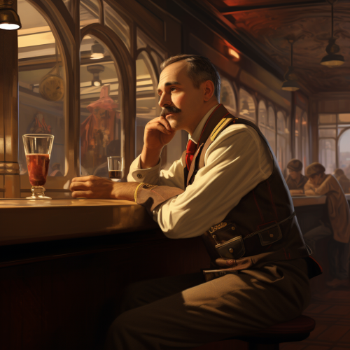 Airship Captain at Pub Bar Art