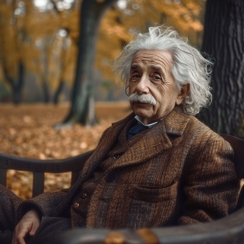 Albert Einstein in 1950s attire