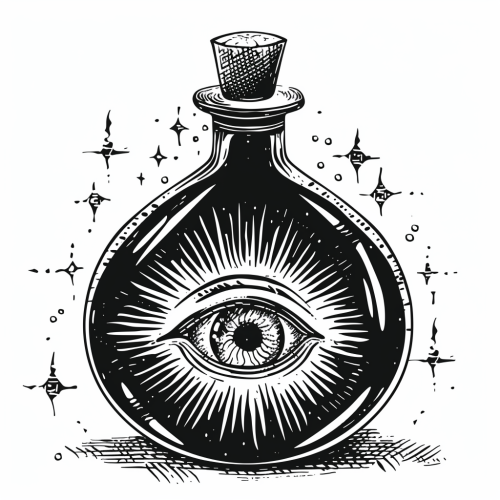 Alchemical flask with eye vector illustration