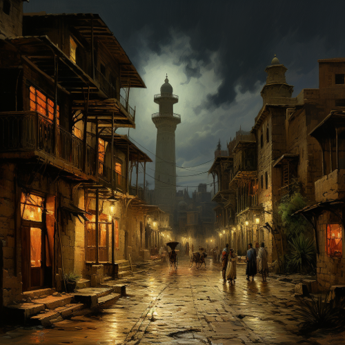 Vibrant night streets of Alexandria Egypt