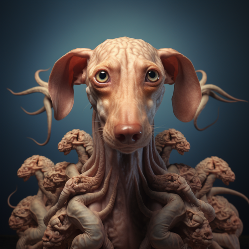 Alien dog with tentacles and heads Alien dog with tentacles and heads