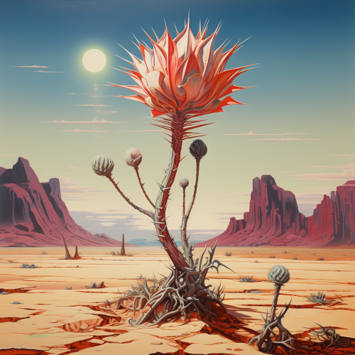 Alien Plant Desert Oil Painting