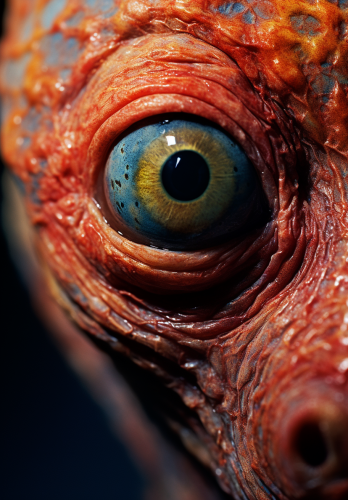 Close-up shot of mesmerizing alien being face Close-up shot of mesmerizing alien being face