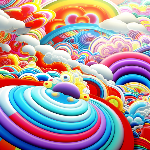 Colourful alien wearing balaclava mask and spacesuit