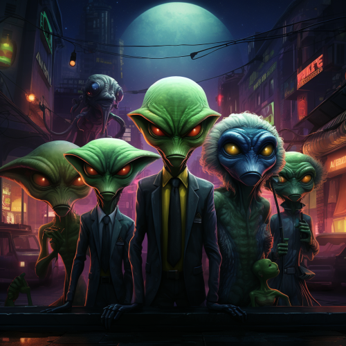 Funny aliens having a great time