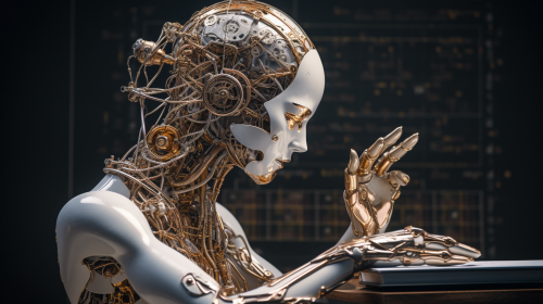 Allegorical sculpture of artificial intelligence