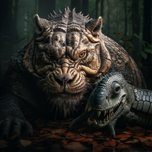 Alligator Lion Morphed Forest Image