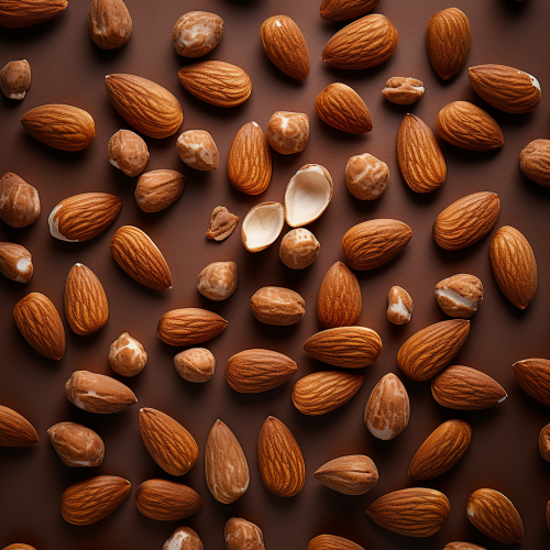 Freshly Harvested Almonds on White Background