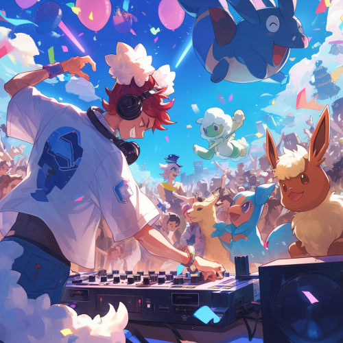 Alpaca DJ Crowd Pokemon Party