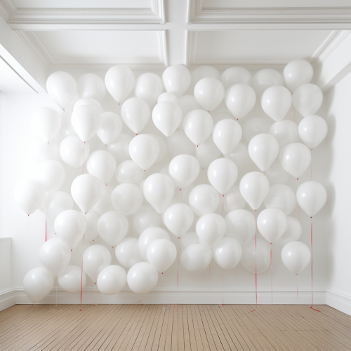 Colorful alphabet balloons on white wall