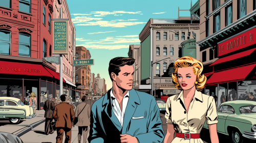 1950s American City Street Scene