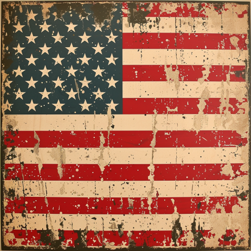 American Flag in Rustic Constructivism Style