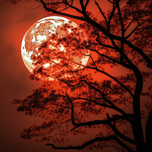 Silhouetted leaves of American Red Maple Tree