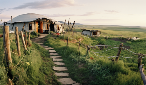 Idyllic anarchist eco-utopia farm landscape