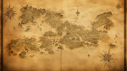 Ancient Asian Hand-Drawn Map Illustration