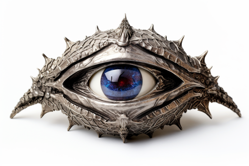 Mystical occult ring with closed eye and wings