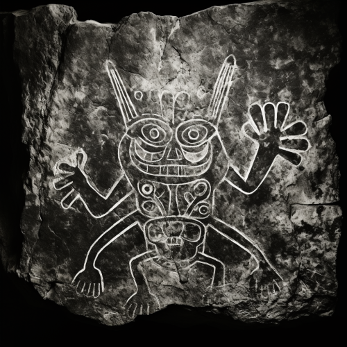 Ancient Siberian Petroglyph of Ogre Sketch