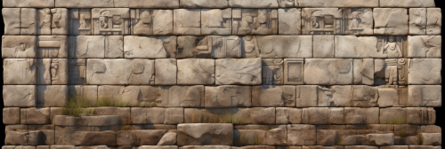 Ancient temple wall with height details